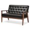 Baxton Studio Sorrento Black Faux Leather Upholstered Wooden 2-seater Loveseat 122-6767 - alternate 3